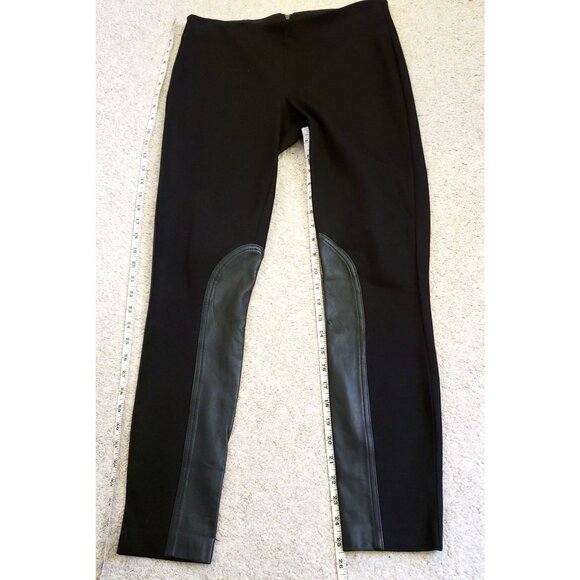 J. Crew Black Viscose Blend Leggings with Genuine Leather Trim Size 6 EUC - Picture 7 of 10